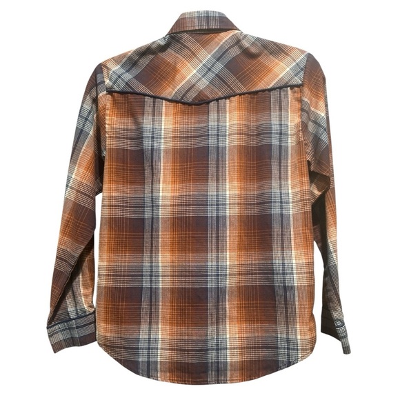 Roper Plaid Button Down Shirt Western Rodeo Festival Bulls Youth Lg - Picture 2 of 10